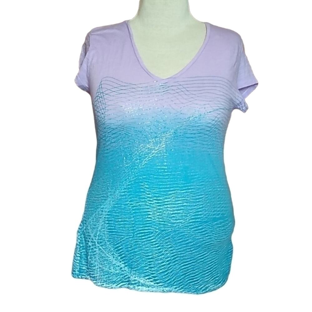 CALVIN Klein Jeans Purple, Blue & Silver V Neck T Size XL